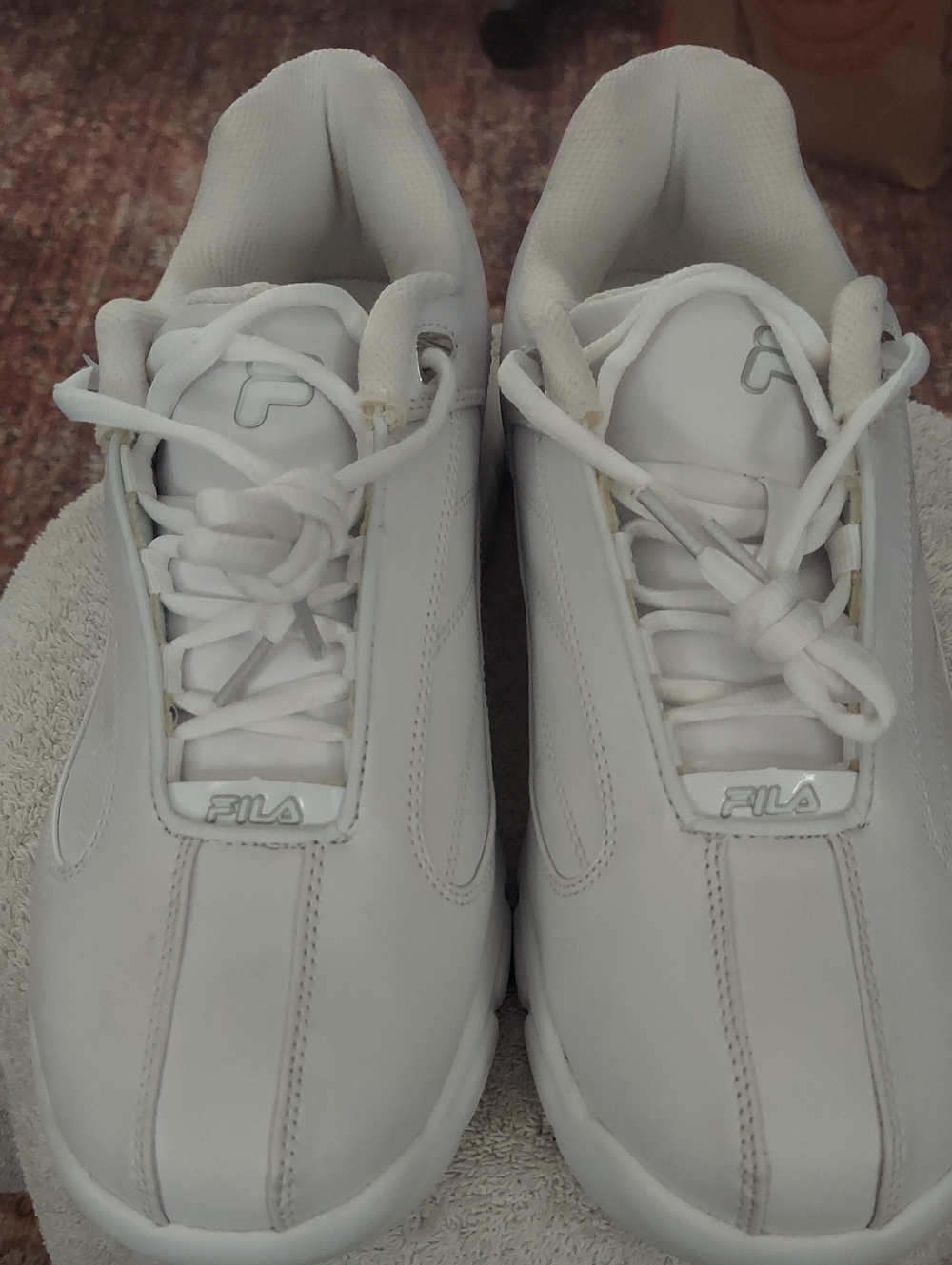 FILA Men's White Faux Leather Athletic Sneakers